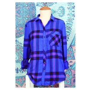 Blue & Red Plaid Flannel Button-down